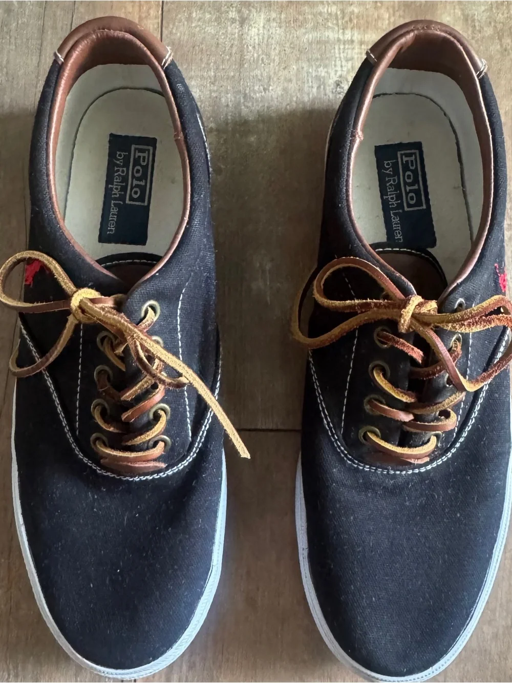Polo by Ralph Lauren Black Vaughn Canvas Lace Up Sneaker Size 10.5